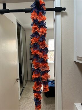 Denver Broncos Ruffled Crochet Scarf in Orange & Navy